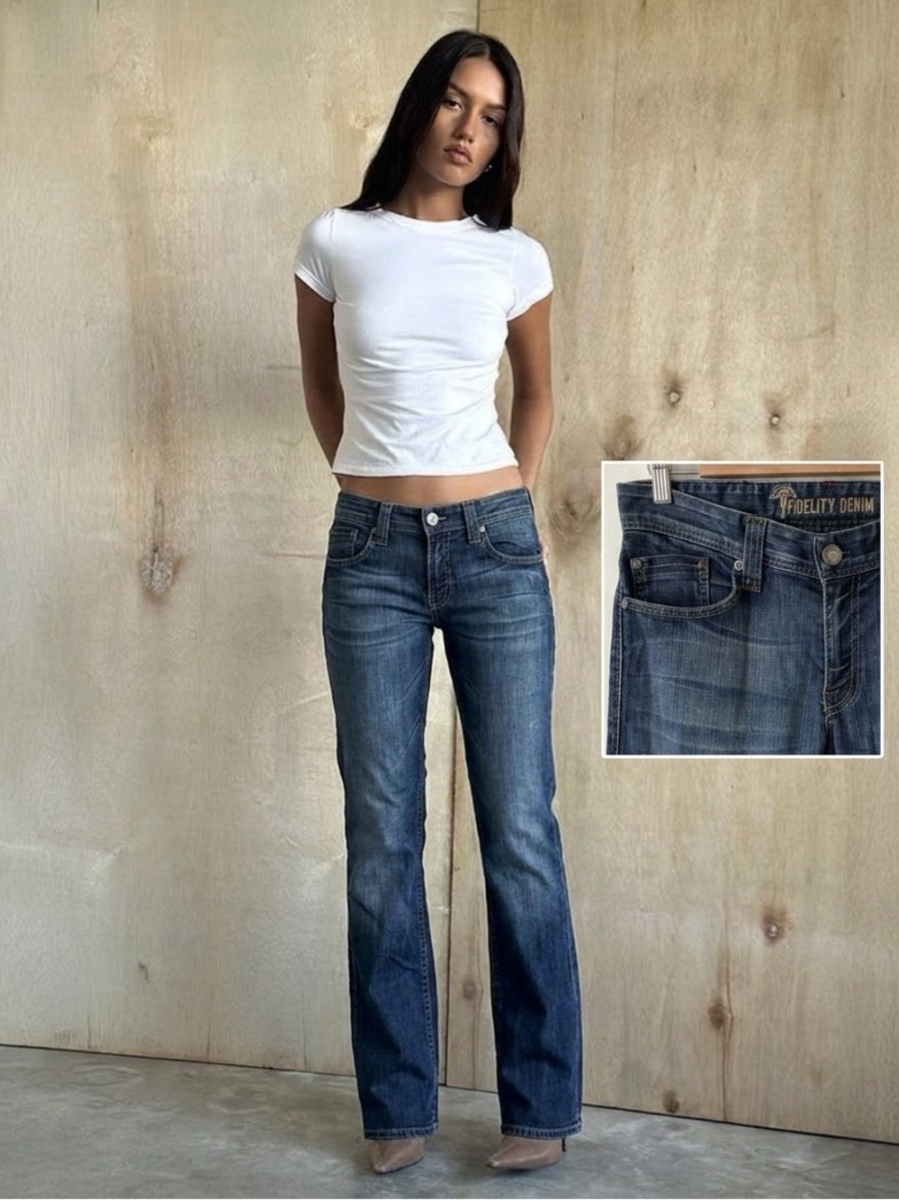 Y2K Fidelity Denim Low Rise Bootcut Jeans Size 31 Medium Wash Premium Stretch